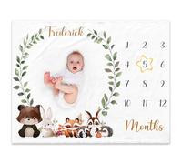 Personalised Baby Monthly Milestone Blanket with Names, Soft Custom Monthly Photo Mat for Newborn, First Year Calendar Growth Chart, Personalised Gift for Baby Shower New Mums