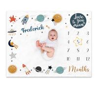 Personalised Baby Monthly Milestone Blanket with Names, Soft Custom Monthly Photo Mat for Newborn, First Year Calendar Growth Chart, Personalised Gift for Baby Shower New Mums