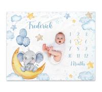 Personalised Baby Monthly Milestone Blanket with Names, Soft Custom Monthly Photo Mat for Newborn, First Year Calendar Growth Chart, Personalised Gift for Baby Shower New Mums