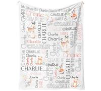 Personalised Baby Name Blanket - Kids Blanket with Name - Personalised Gifts for Newborn Baby Shower Birthday (White)