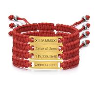 Personalised Baby Name Bracelet - Customised Handmade Braided ID Bracelet for Children Toddler, Stainless Steel Nameplates Adjustable Jewellery Gift for Son Daughter Kids,Sisters,Girls,BFF, 4pcs