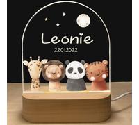Personalised Baby Night Light Kids Night Light - Customised Night Lights with Name & Date, Baptism Gifts for Girls / Boys, Dimmable Kids Lamp Night, Baby Newborn Presents - Christmas Birthdays Gift