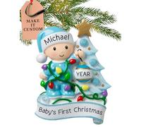 Personalised Baby Ornament 2025 - Fast & Free 24h Customisation - Baby's 1st Christmas Ornaments for Tree - Custom Gift Wrapped Blue Boy Keepsake for Newborns