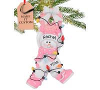 Personalised Baby Ornament 2025 - Fast & Free 24h Customisation - Baby's 1st Christmas Ornaments for Tree - Custom Gift Wrapped Pink Snowbaby Girl with Lights Keepsake for Newborns, Infants