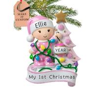 Personalised Baby Ornament 2025 - Fast & Free 24h Customisation - Baby's 1st Christmas Ornaments for Tree - Custom Gift Wrapped Pink Girl Keepsake for Newborns