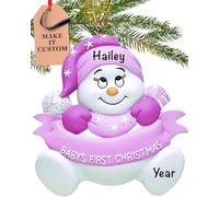 Personalised Baby Ornament 2025 - Fast & Free 24h Customisation - Baby's 1st Christmas Ornaments for Tree - Custom Gift Wrapped Pink Snowbaby Girl Keepsake for Newborns, Infants