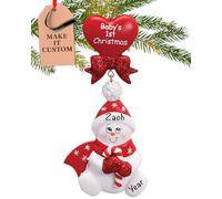 Personalised Baby Ornament 2025 - Fast & Free 24h Customisation - Baby's 1st Christmas Ornaments for Tree - Custom Gift Wrapped Red Candy Cane Snowbaby Keepsake for Newborns, Infants