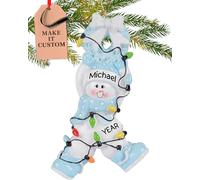 Personalised Baby Ornament 2025 - Fast & Free 24h Customisation - Baby's First Christmas Ornaments for Tree - Custom Gift Wrapped Blue Snowbaby Boy with Lights Keepsake for Newborns, Infants