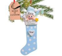 Personalised Baby Ornament 2025 - Fast & Free 24h Customisation - Baby's First Christmas Ornaments for Tree - Custom Gift Wrapped Boy in Blue Stocking Keepsake for Newborns, Infants