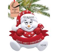 Personalised Baby Ornament 2025 - Fast & Free 24h Customisation - Baby's First Christmas Ornaments for Tree - Custom Gift Wrapped Red Snowbaby Keepsake for Newborns, Infants