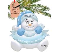 Personalised Baby Ornament 2025 - Fast & Free 24h Customisation - Baby's First Christmas Ornaments for Tree - Custom Gift Wrapped Blue Snowbaby Boy Keepsake for Newborns, Infants