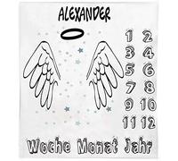 Personalised Baby Photo Blanket Very Thick Newborn Baby Photo Photography Fashion Blanket for Boys and Girls on Both Sides Fluffy Warm 100 x 110 cm Angel Wings [081]