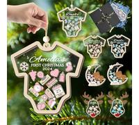 Personalised Baby 's 1st Christmas Ornament 2024 Customised Baby's First Wooden and Acrylic 4D Shake Xmas Tree Memorial Ornament,Climbing