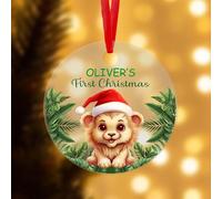 Personalised Baby’s First Christmas Bauble | Custom Name Ornament with Cute Animal Design | New Baby Keepsake Gift | First Xmas Decoration | Xmas Hanging by KreateSquare (Design-1, Frosted)