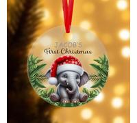 Personalised Baby’s First Christmas Bauble | Custom Name Ornament with Cute Animal Design | New Baby Keepsake Gift | First Xmas Decoration | Xmas Hanging by KreateSquare (Design-2, Frosted)