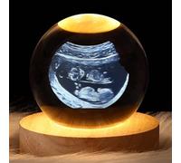 Personalised Baby Scan Photo Crystal Ball, Pregnancy Announcement Plaque Picture Light Night, Custom 3D Photo Crystal Ball with Engraved Wood Stand(8cm .15")