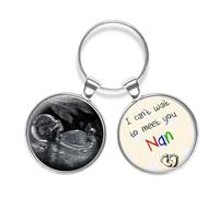 Personalised Baby Scan Photo Nan I Can't Wait To Meet You Double Keyring Birthday Gift R1
