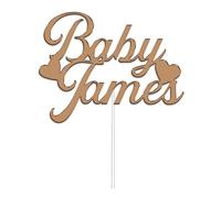 Personalised Baby Shower Cake Topper Custom Acrylic Decoration with First or Last Name Add Elegance to Your Celebration By KreateSquare (Brown)