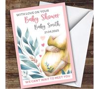 Personalised Baby Shower Card For Anyone Yellow Baby Bump | Personalized Custom Unique Greetings Card For Baby Shower Any Text Inside & Out