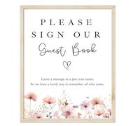 Personalised Baby Shower Guest Book and Sign Set, Floral Design, 80 Pages, 23 x 17.5 cm, White (A4 Sign (No Frame - Non Personalised))