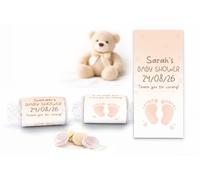 Personalised Baby Shower Love Hearts Custom Wrapped Mini Rolls Choose 1 of 5 Pastel Designs Woodland Safari Rainbow Teddy Tiny Toes Made in UK (5 Tiny Toes Keepsake)