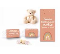 Personalised Baby Shower Love Hearts Custom Wrapped Mini Rolls Choose 1 of 5 Pastel Designs Woodland Safari Rainbow Teddy Tiny Toes Made in UK (4 Boho Rainbow Bliss)