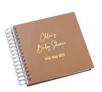 Personalised Baby Shower Multiple Colour Guest Book Scrapbook or Photo Album Foil Print (Brown)
