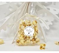 Personalised Baby Shower Sticker Popcorn Favour Sweet Bags - Ready to Pop - Popcorn Sweet Favour Bags - Baby Shower Favours - White - 25 Set