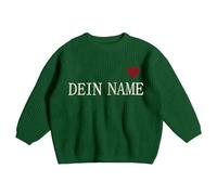 Personalised Baby Sweater, Custom Embroidered Baby and Toddler Name Sweaters, Knitted Long Sleeve Knitwear Top Clothes Kid's Winter Pullover, Customized Unique Gift for Toddler Dark Green
