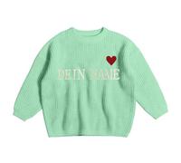 Personalised Baby Sweater, Custom Embroidered Baby and Toddler Name Sweaters, Knitted Long Sleeve Knitwear Top Clothes Kid's Winter Pullover, Customized Unique Gift for Toddler Light Green