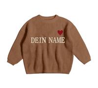 Personalised Baby Sweater, Custom Embroidered Baby and Toddler Name Sweaters, Knitted Long Sleeve Knitwear Top Clothes Kid's Winter Pullover, Customized Unique Gift for Toddler Khaki