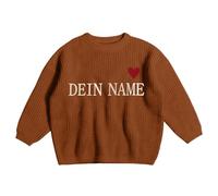 Personalised Baby Sweater, Custom Embroidered Baby and Toddler Name Sweaters, Knitted Long Sleeve Knitwear Top Clothes Kid's Winter Pullover, Customized Unique Gift for Toddler Brown