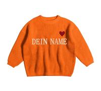 Personalised Baby Sweater, Custom Embroidered Baby and Toddler Name Sweaters, Knitted Long Sleeve Knitwear Top Clothes Kid's Winter Pullover, Customized Unique Gift for Toddler Orange