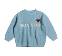 Personalised Baby Sweater, Custom Embroidered Baby and Toddler Name Sweaters, Knitted Long Sleeve Knitwear Top Clothes Kid's Winter Pullover, Customized Unique Gift for Toddler Light Blue