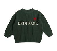 Personalised Baby Sweater, Custom Embroidered Baby and Toddler Name Sweaters, Knitted Long Sleeve Knitwear Top Clothes Kid's Winter Pullover, Customized Unique Gift for Toddler Army Green