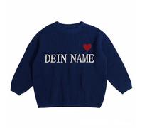 Personalised Baby Sweater, Custom Embroidered Baby and Toddler Name Sweaters, Knitted Long Sleeve Knitwear Top Clothes Kid's Winter Pullover, Customized Unique Gift for Toddler Navy