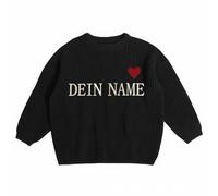 Personalised Baby Sweater, Custom Embroidered Baby and Toddler Name Sweaters, Knitted Long Sleeve Knitwear Top Clothes Kid's Winter Pullover, Customized Unique Gift for Toddler Black