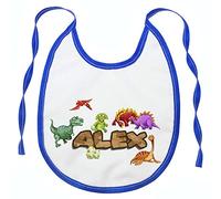 Personalised Baby Toddler Bib boy or Girl Unique Gift and Keepsake Different Patterns Dinosaur Blue [096]