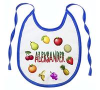 Personalised Baby Toddler Bib boy or Girl Unique Gift and Keepsake Different Patterns Fruits Blue [096]