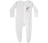 Personalised Baby Unicorn All in One Sleepsuit (0-3 Months, White)