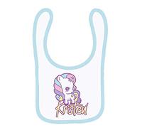 Personalised Baby Unicorn Rainbow Cloud Pattern Any Name Baby Girl Birthday Toddler Bib Fastening Style Unisex Style Baby Shower Idea. (White Pale Blue)