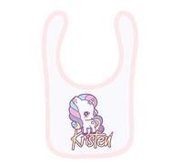 Personalised Baby Unicorn Rainbow Cloud Pattern Any Name Baby Girl Birthday Toddler Bib Fastening Style Unisex Style Baby Shower Idea. (White Pale Pink)