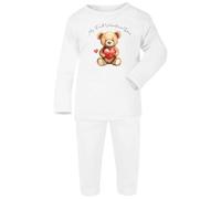 Personalised Baby Valentines Pyjamas Bodysuit Romper Sleepsuit Teddy Bear Heart PJs (First Valentines Name in Heart PJ, 1-2 Years)