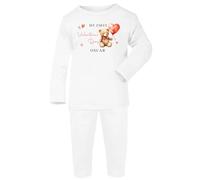 Personalised Baby Valentines Pyjamas Bodysuit Romper Sleepsuit Teddy Bear Heart PJs (First Valentines Balloons PJ, 6-12 Months)