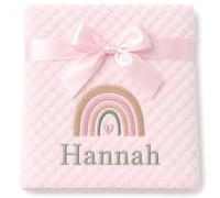 Personalised Baby Waffle Blanket with Name Embroidered Rainbow Gift