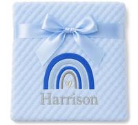 Personalised Baby Waffle Blanket with Name Embroidered Rainbow Gift