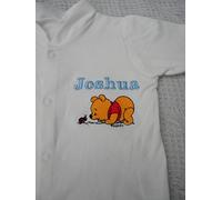 Personalised Babygrow and bib Gift Set Embroidered with The Winnie The Pooh Design and a Name (3-6 Months, White)