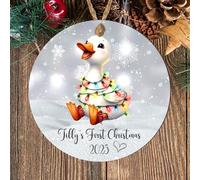 Personalised Baby's First Christmas Animal Ornament, Hanging Babies 1st Christmas Decoration Cute Festive Animal Designs for Infant & Newborn Gift (Duck, MDF Wood - Indoor Use Only)