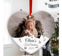 Personalised Baby's First Christmas Bauble 2024 with Photo - My First Christmas Bauble for Baby Girl or Boy