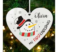 Personalised Baby's First Christmas Bauble 2025 Christmas Tree Decorations with Any Name Custom Christmas Ornaments UV Print Xmas Gifts for Baby Kids Son Daughter (Heart, Design 2)